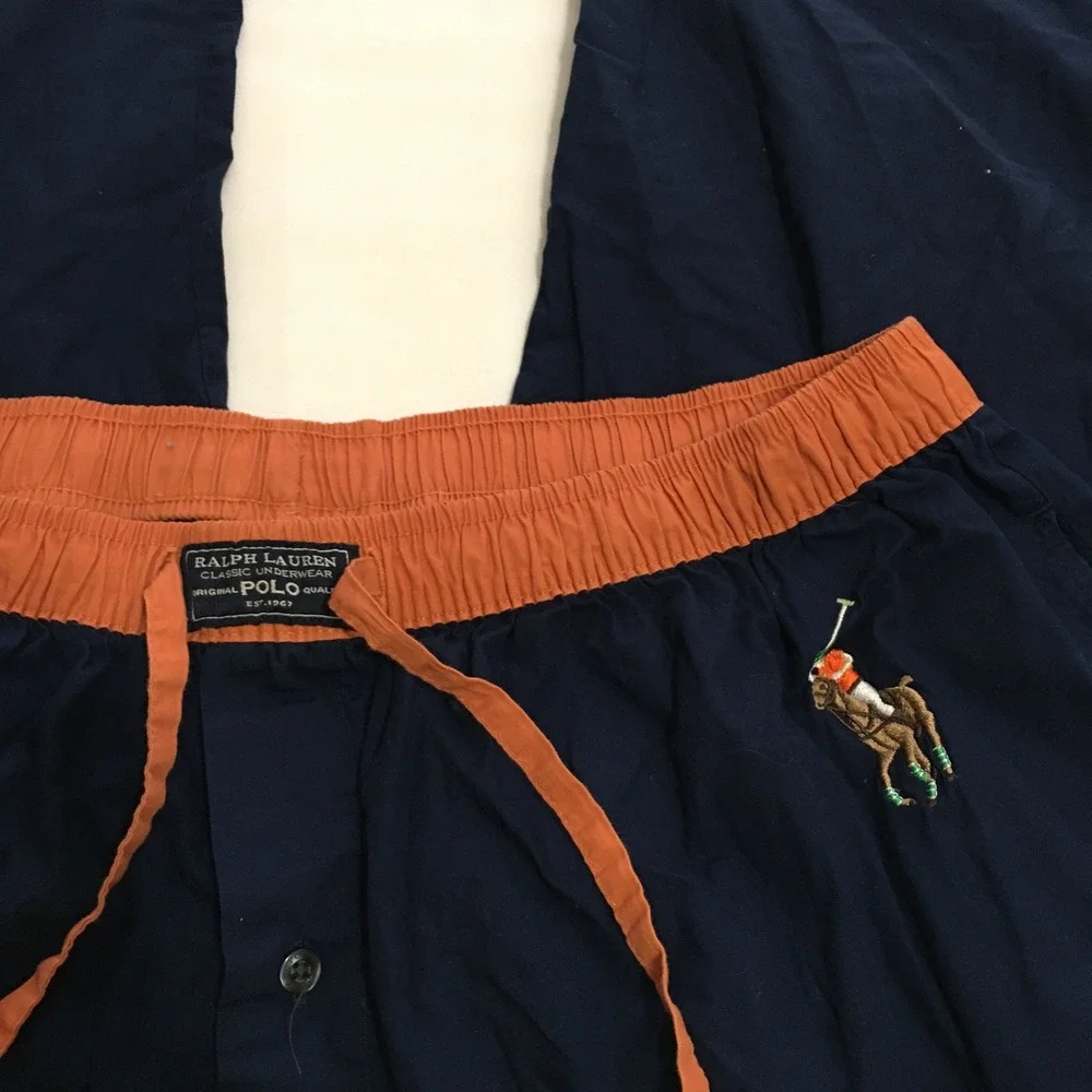 Polo Ralph Lauren Pajama Pants Mens XL Navy Orange Big Pony Sleepwear